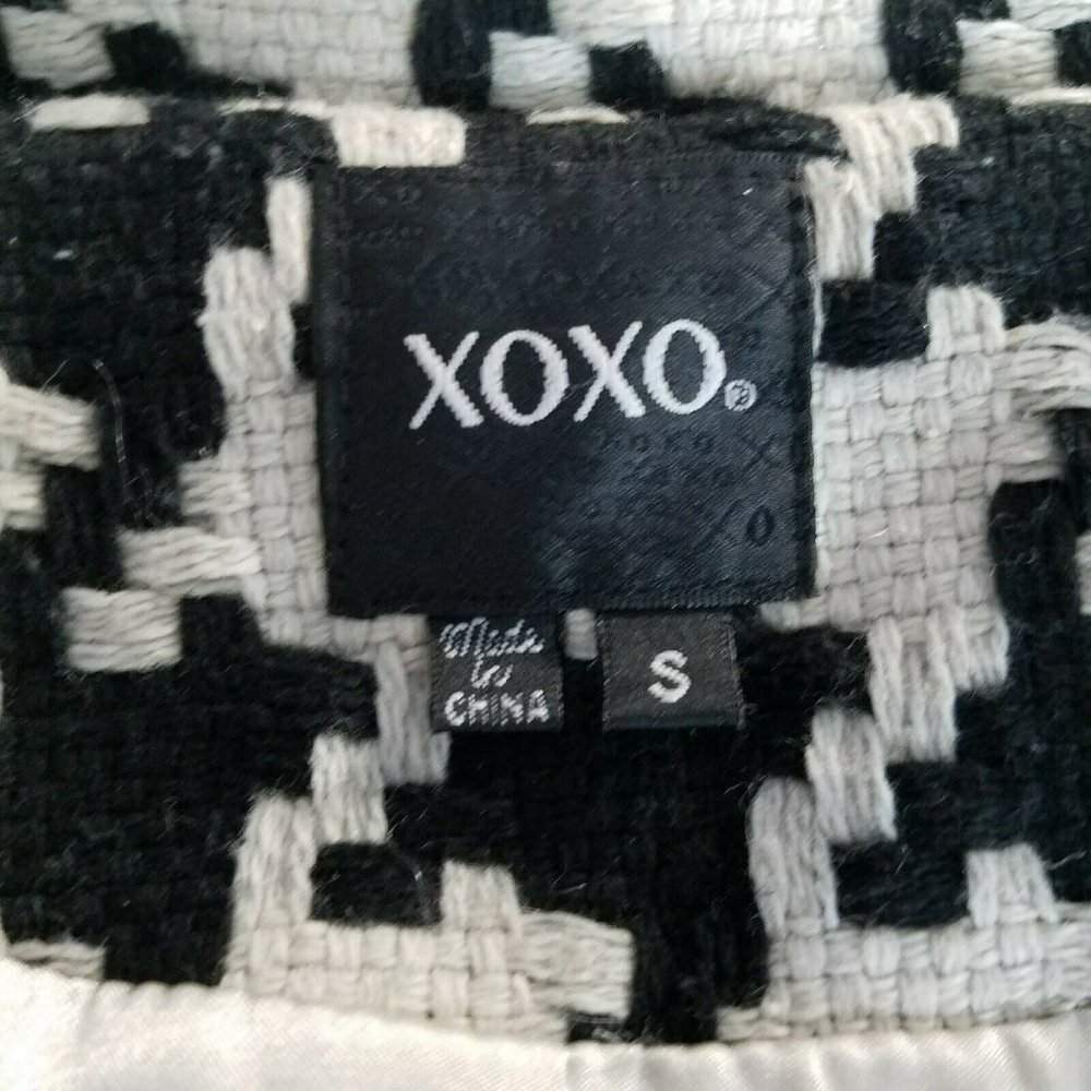 XOXO Womens Coat Houndstooth Black Size S - Picture 5 of 8